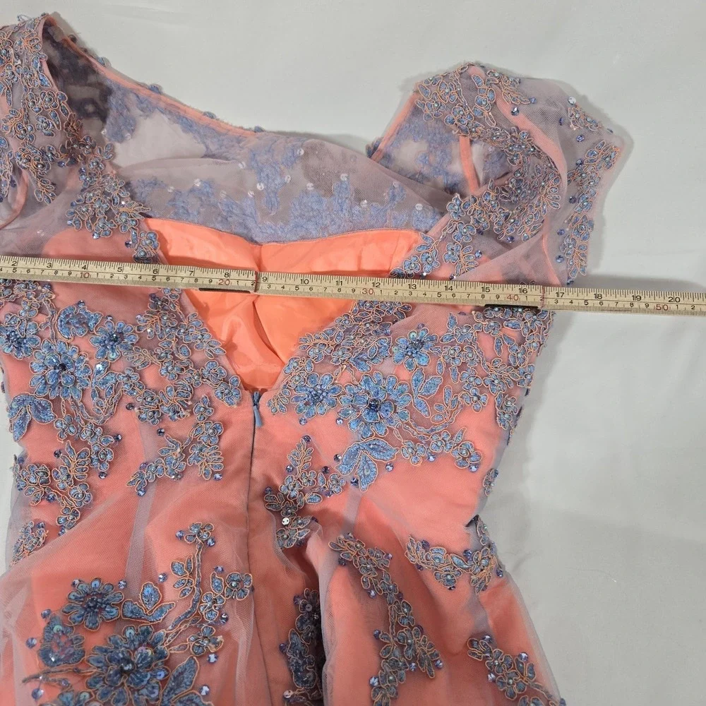Sherri Hill Sadie Robertson Dress Size 8 Peach Floral Rhinestone Short Prom Home